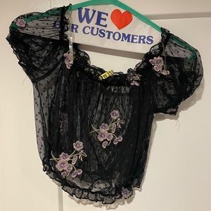 Sheer black crop top